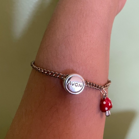 Silver Avon Mushroom Charm Bracelet and Earring Set - Picture 5 of 11